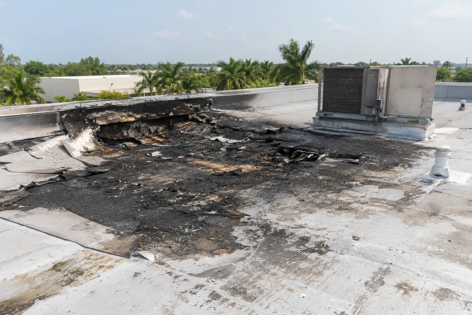 Commercial Roof Fire Damage Repair in Cape Coral, FL